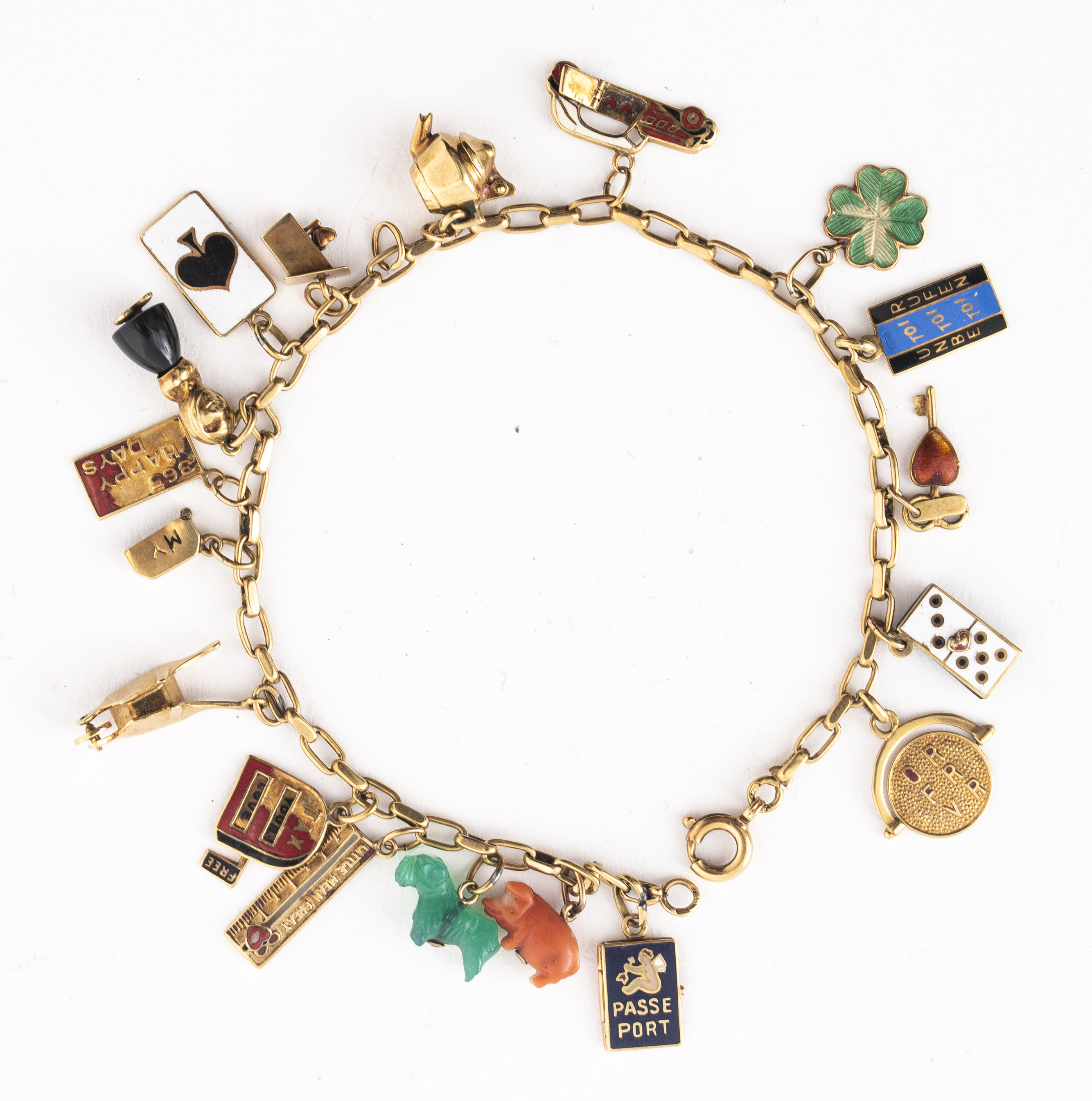 14K GOLD COLORED STONE ENAMEL CHARM