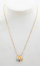 14K GOLD COLORED STONES PENDAN