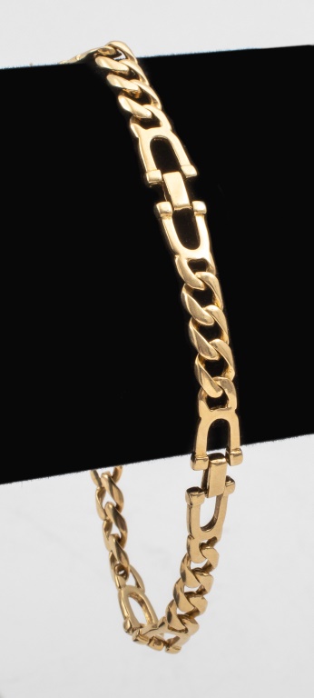 14K GOLD CURB LINK BRACELET W HORSE