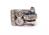 14K GOLD DECO DIAMOND & SAPPHI