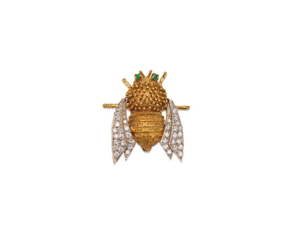 14K GOLD, DIAMOND, AND EMERALD