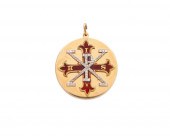 14K GOLD, DIAMOND, AND ENAMEL