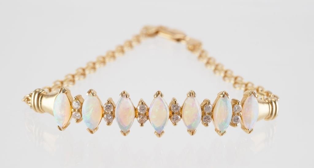 14K GOLD DIAMOND AND OPAL