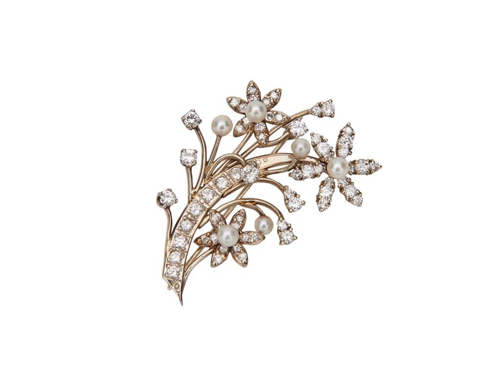14K GOLD, DIAMOND, AND PEARL