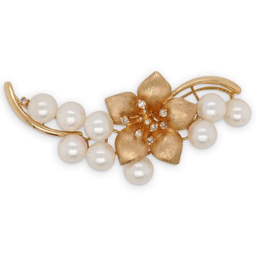 14K GOLD, DIAMOND AND PEARL