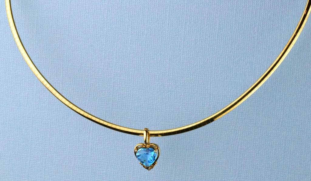 14K Gold-Diamond-And Saphire