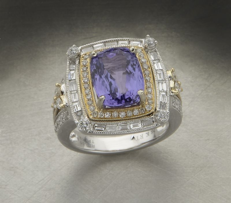 14K gold diamond and tanzanite
