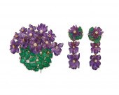 14K GOLD, DIAMOND, CARVED AMET