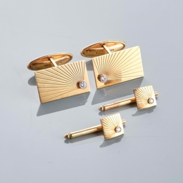 14K GOLD & DIAMOND CUFFLINKS &