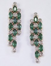14K GOLD DIAMOND & EMERALD EAR