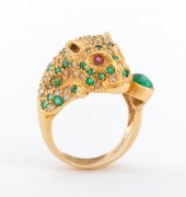 14K GOLD DIAMOND EMERALD & RUB