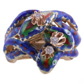 14K GOLD DIAMOND ENAMEL COILED