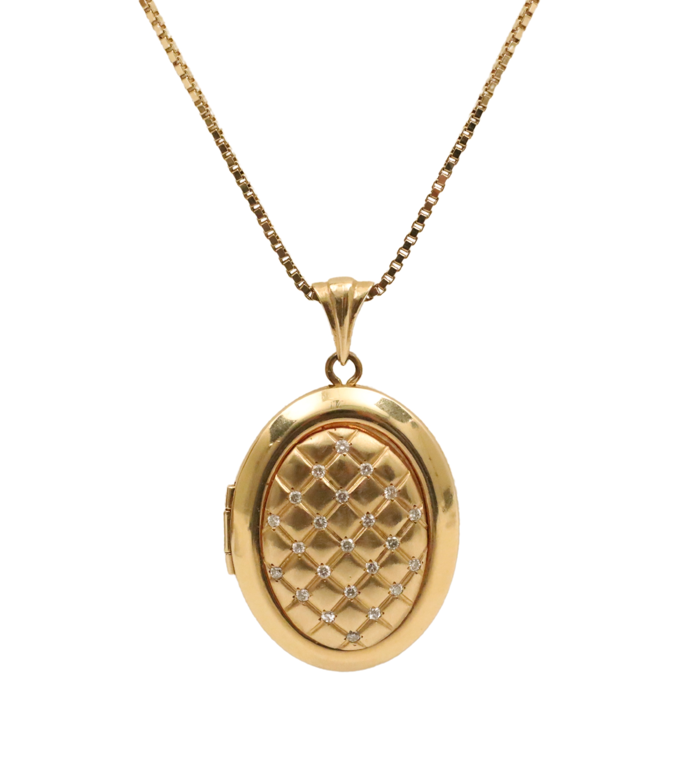 14K GOLD & DIAMOND HINGED LOCKET ON