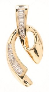 14K GOLD & DIAMOND RIBBON PEND