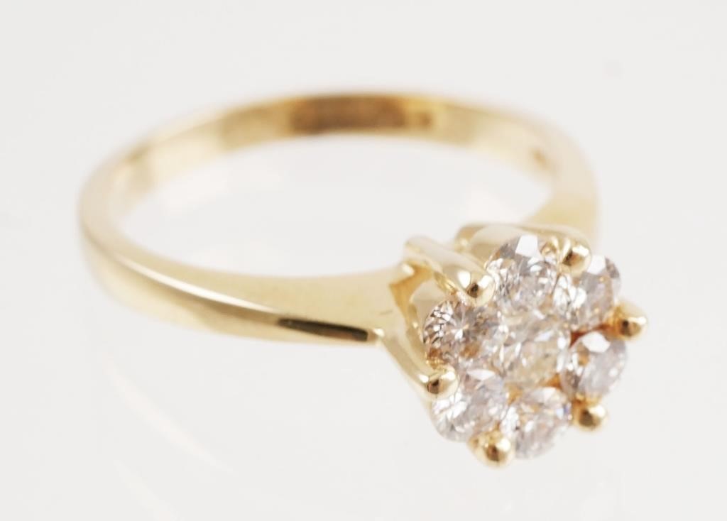 14K GOLD DIAMOND RING, SIZE 714k