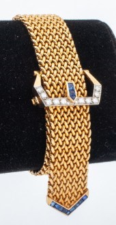 14K GOLD DIAMOND & SAPPHIRE RE