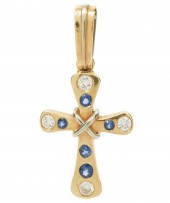 14K GOLD, DIAMOND & SAPPHIRE C