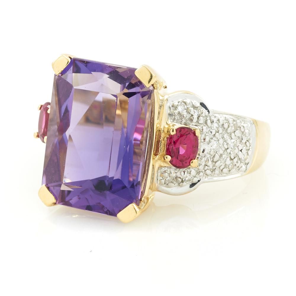 14K GOLD, EMERALD-CUT AMETHYST,