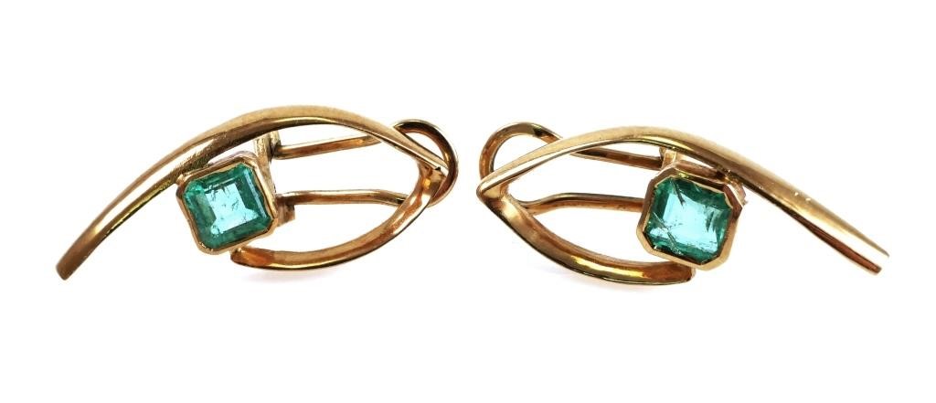 14K GOLD EMERALD EARRINGS