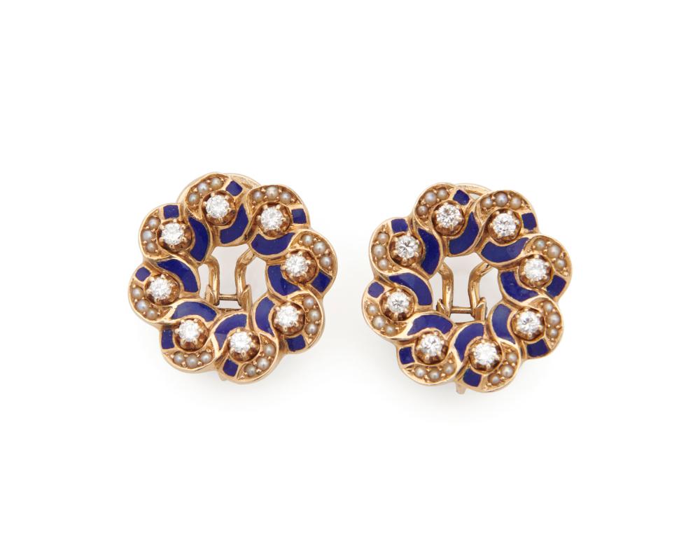14K GOLD, ENAMEL, DIAMOND, AND
