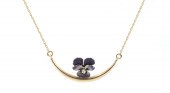 14K GOLD ENAMEL PANSY NECKLACE