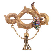 14K GOLD ENAMELED ANTIQUE COIL