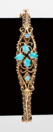 14K GOLD FILIGREE OPAL BRACELE