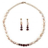 14K GOLD GARNET BAROQUE PEARL