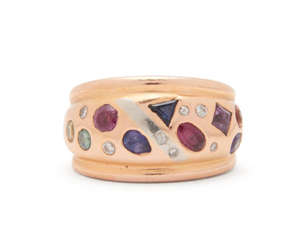 14K GOLD, GEMSET, AND DIAMOND