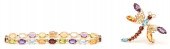 14K GOLD & GEMSTONE BROOCH & B