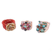 14K GOLD GEMSTONE & CORAL STAC