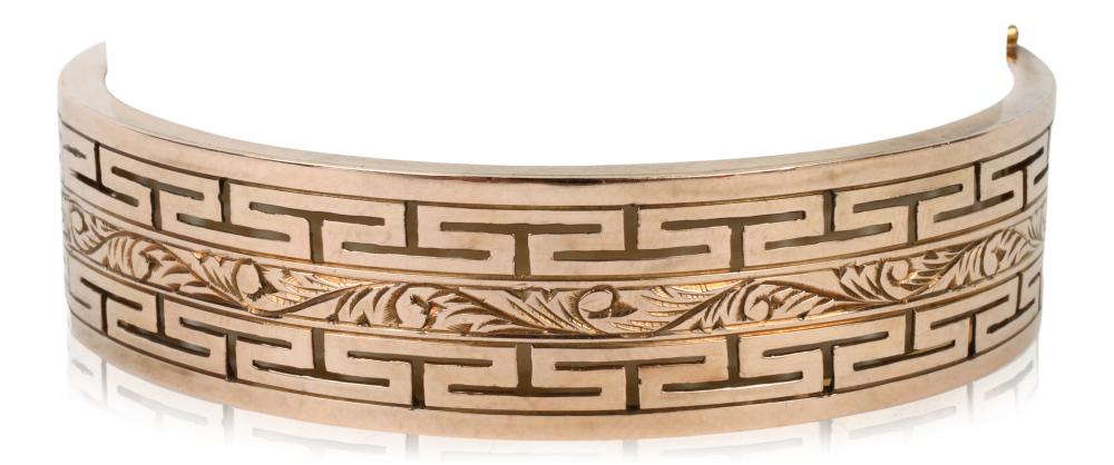 14K GOLD GREEK KEY ENGRAVED