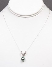 14K GOLD GREY BAROQUE PEARL DI
