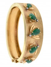 14K GOLD HINGED BANGLE BRACELE