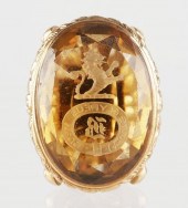 14K GOLD INTAGLIO SEAL FOB14K