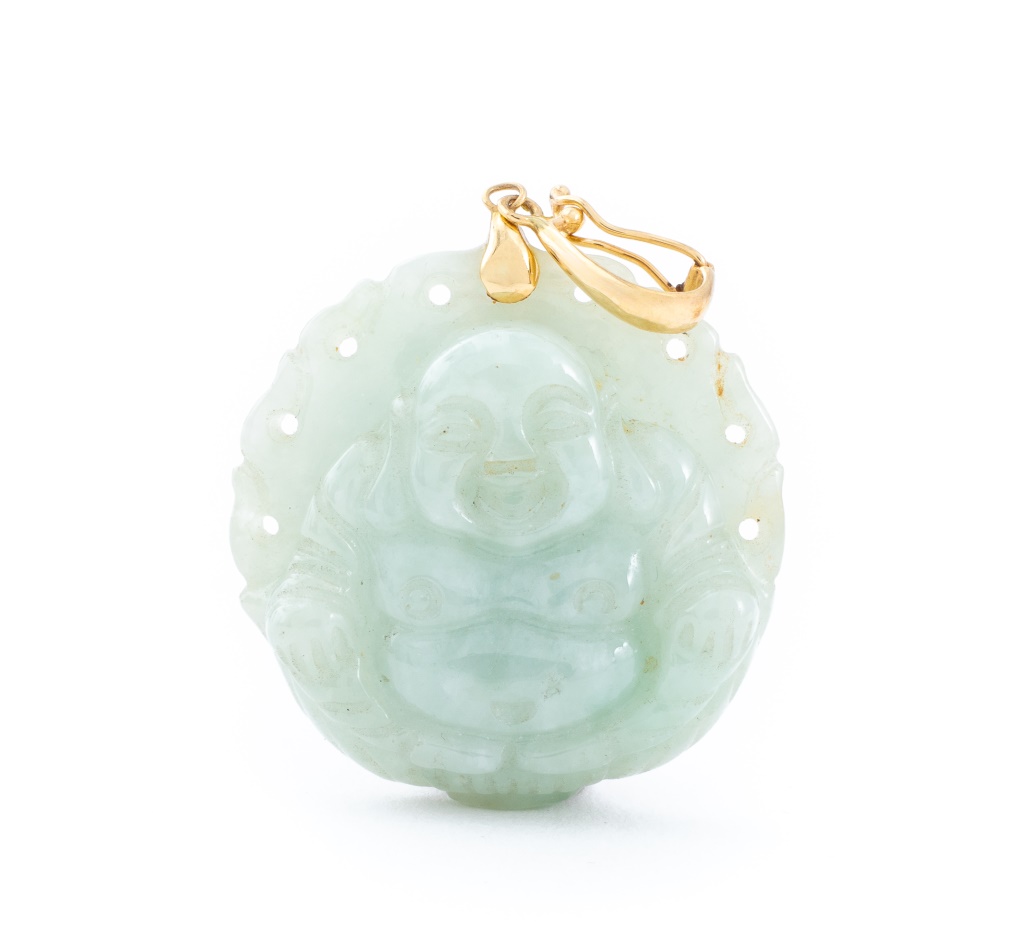 14K GOLD & JADE BUDDHA PENDANT