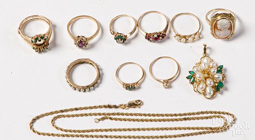 14K GOLD JEWELRY, 23.3 DWT.14K gold