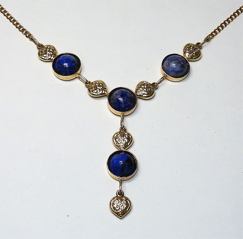 14K GOLD LAPIS LAZULI CABOCHON DROP