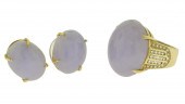 14K GOLD LAVENDER JADE RING AN