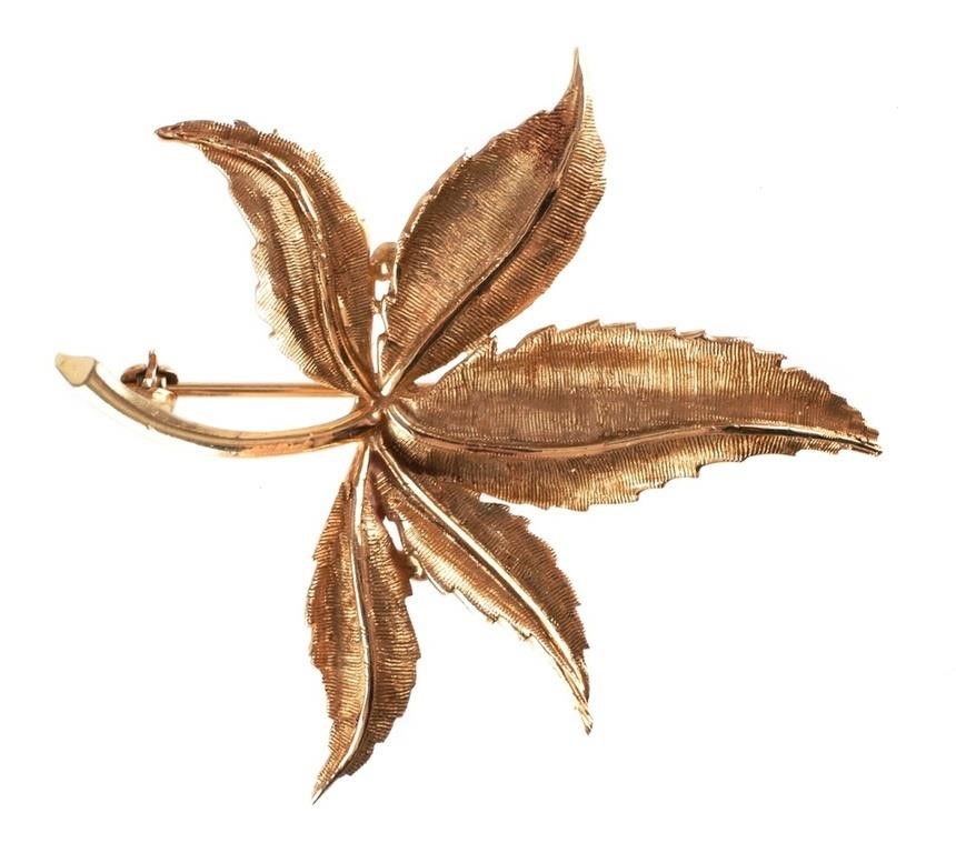 14K GOLD LEAF PIN14k gold