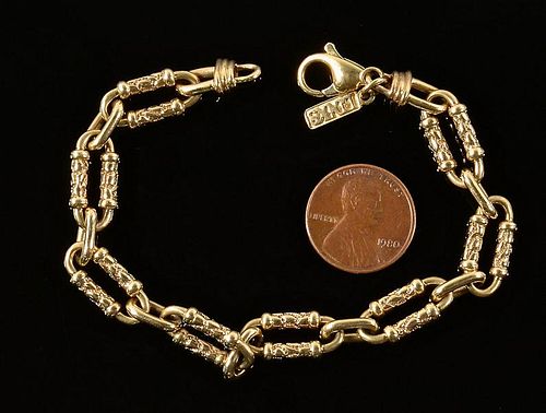 14K GOLD LINK BRACELET, 8" L14k
