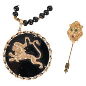 14K GOLD LION STICK PIN WITH O