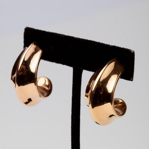 14K GOLD MODERNIST SEMI-HOOP STUD