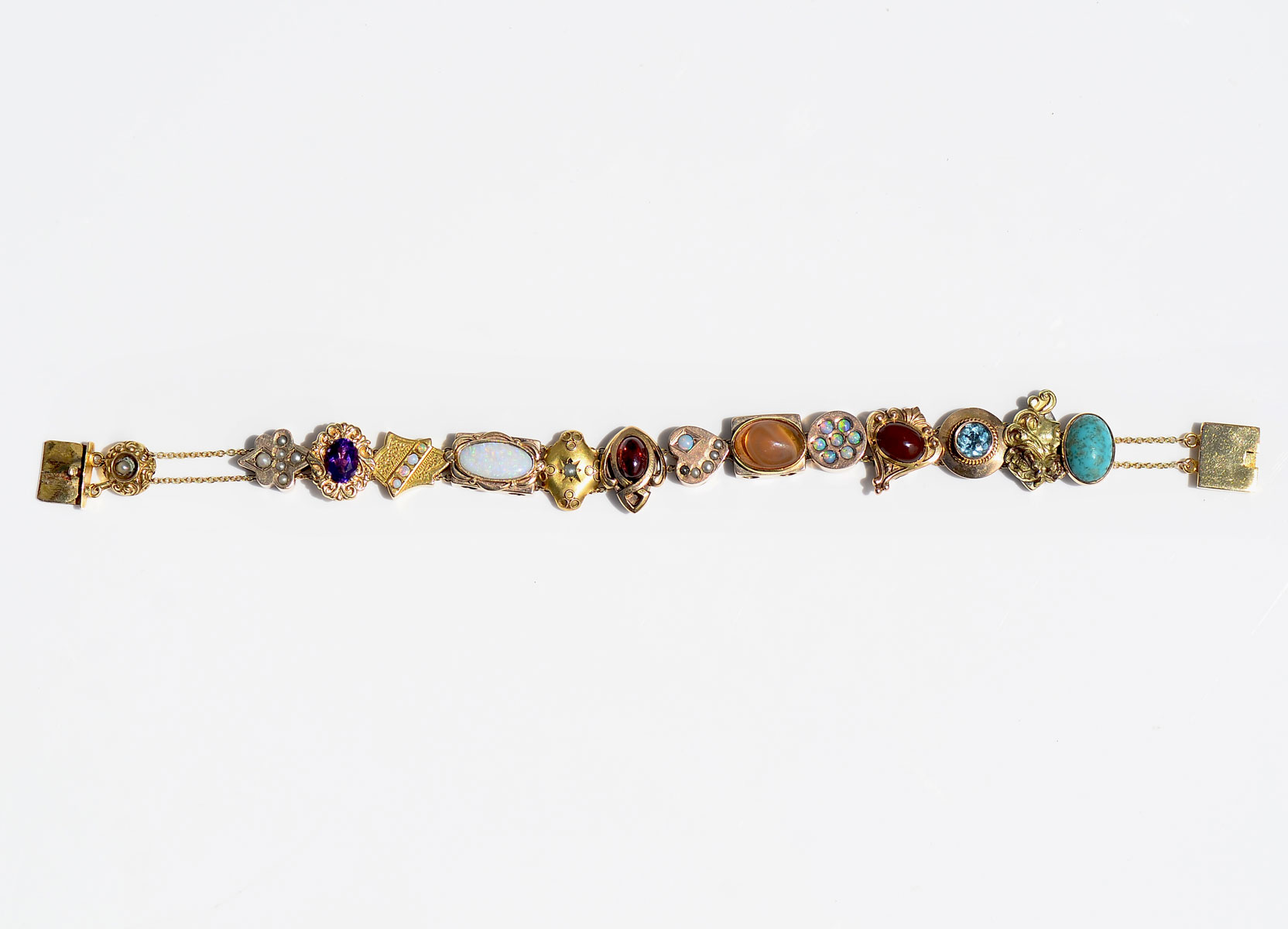 14K GOLD MULTI-GEMSTONE SLIDE