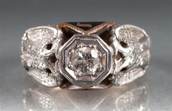 14K gold niello enamel and