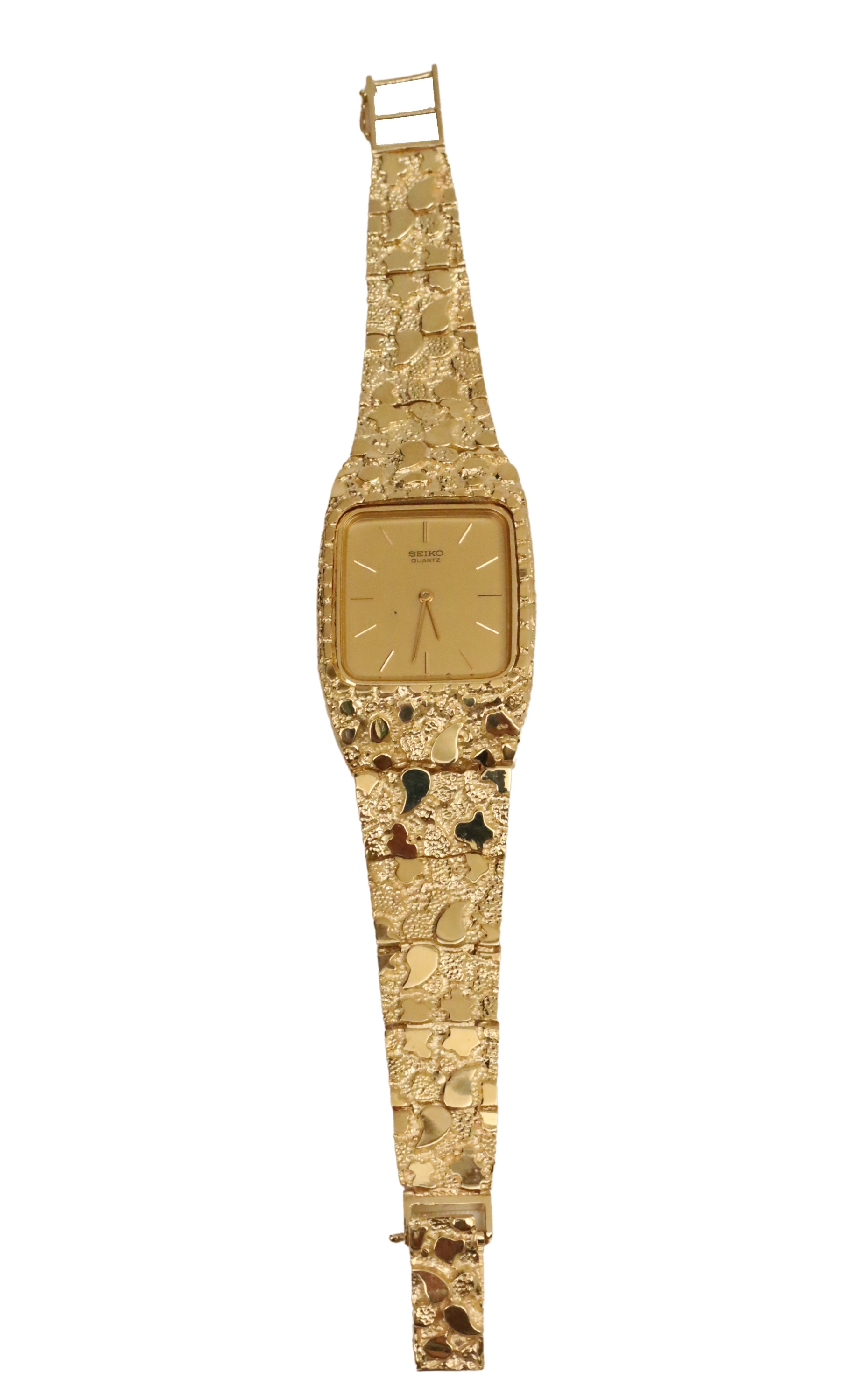 14K GOLD NUGGET STYLE SEIKO WATCH