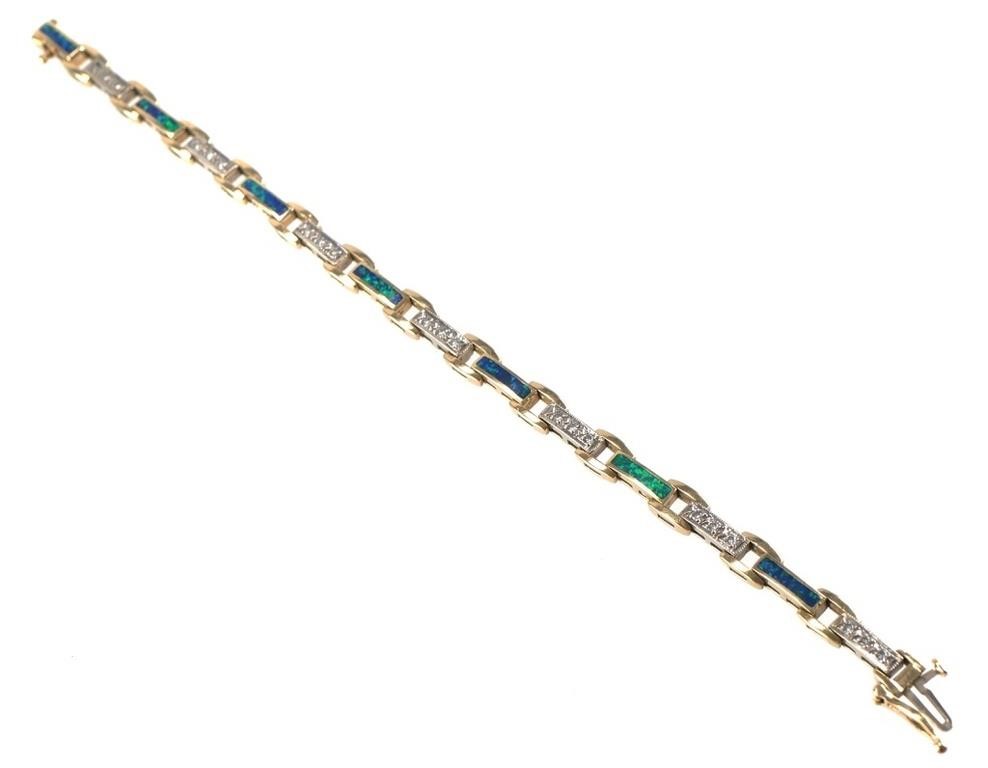 14K GOLD OPAL AND DIAMOND
