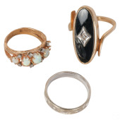 14K GOLD OPAL, DIAMOND & ONYX