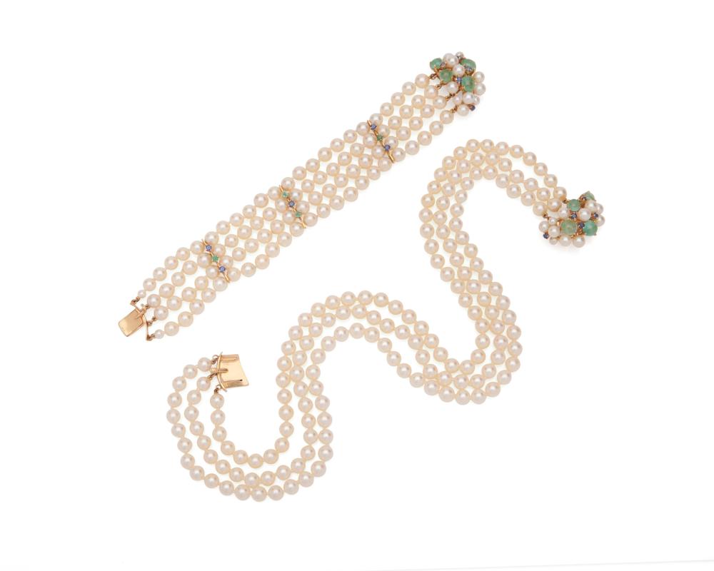 14K GOLD, PEARL, AND GEMSET