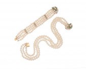 14K GOLD, PEARL, AND GEMSET SU